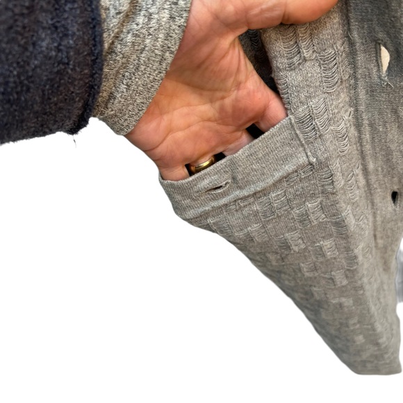 Banana Republic Grey Basket Weave Cotton/Wool Blend Long Sweater Cardigan XS - Picture 9 of 11